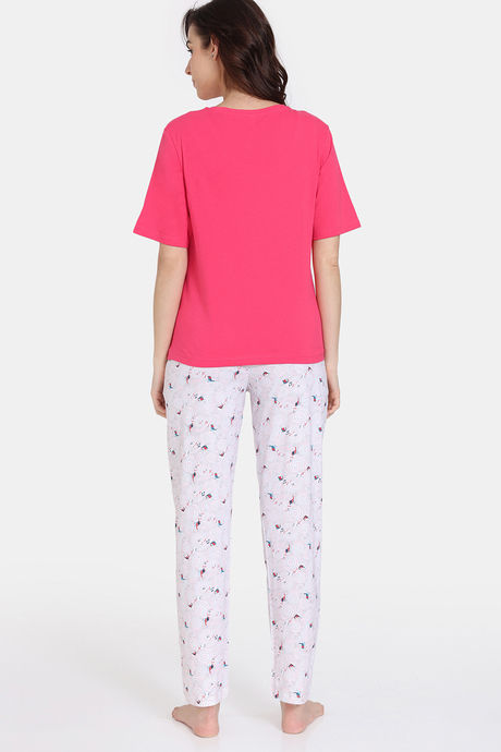 Zivame Tell A Tale Knit Cotton Pyjama Set - Bright White — image 4